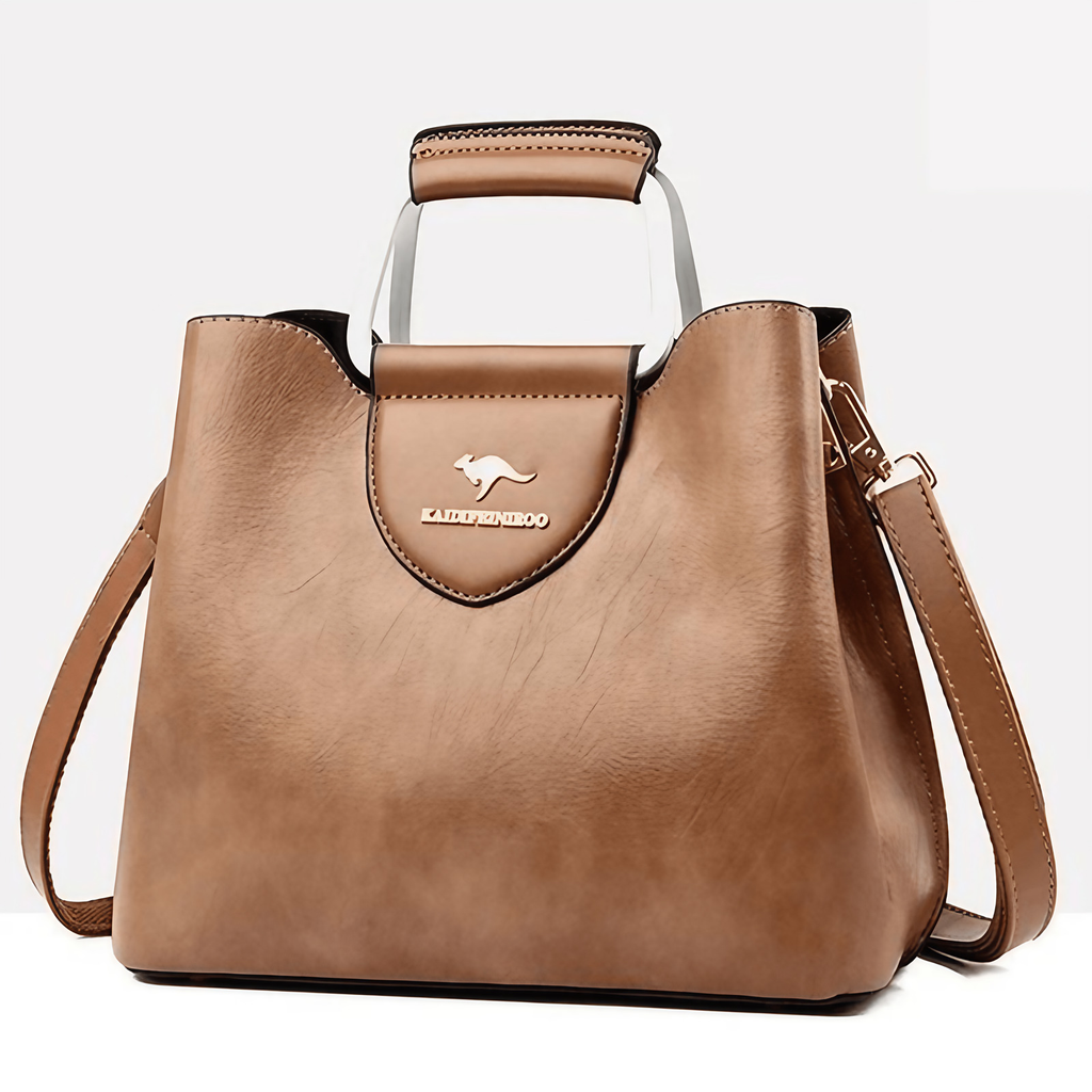 Sac à main femme structuré compact, poignée et bandoulière amovible, kaki
