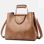 Sac à main femme structuré compact, poignée et bandoulière amovible, kaki