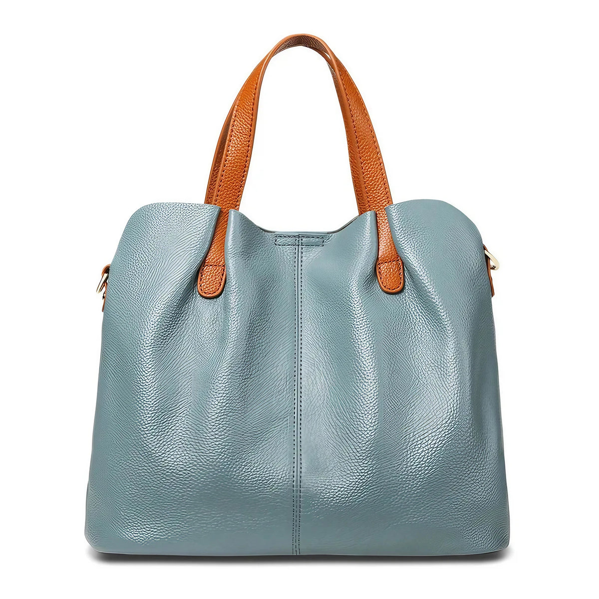 Sac à main femme bicolore, double anse et bandoulière amovible, bleu