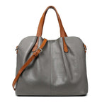 Sac à main femme bicolore, double anse et bandoulière amovible, gris