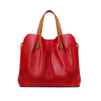 Sac à main femme bicolore, double anse et bandoulière amovible, rouge