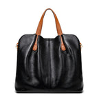 Sac à main femme bicolore, double anse et bandoulière amovible, noir