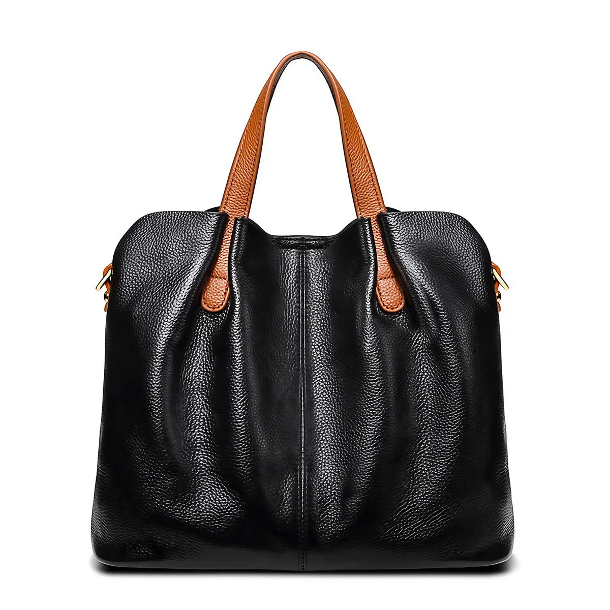 Sac à main femme bicolore, double anse et bandoulière amovible, noir