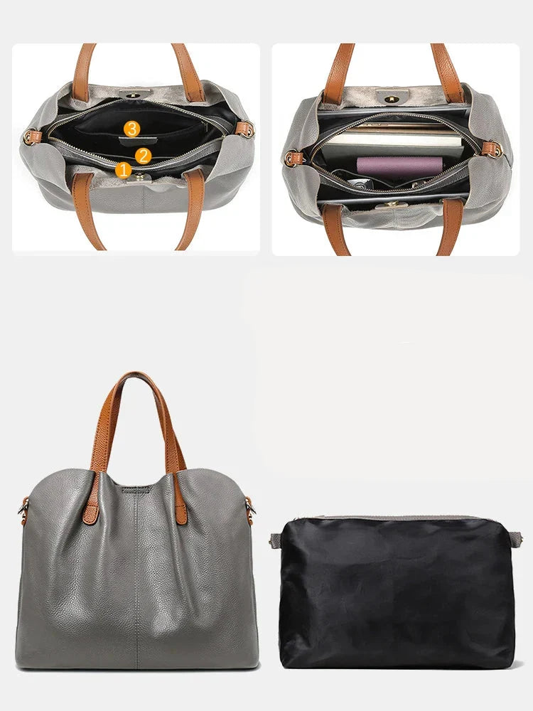 Sac à main femme bicolore, double anse et bandoulière amovible