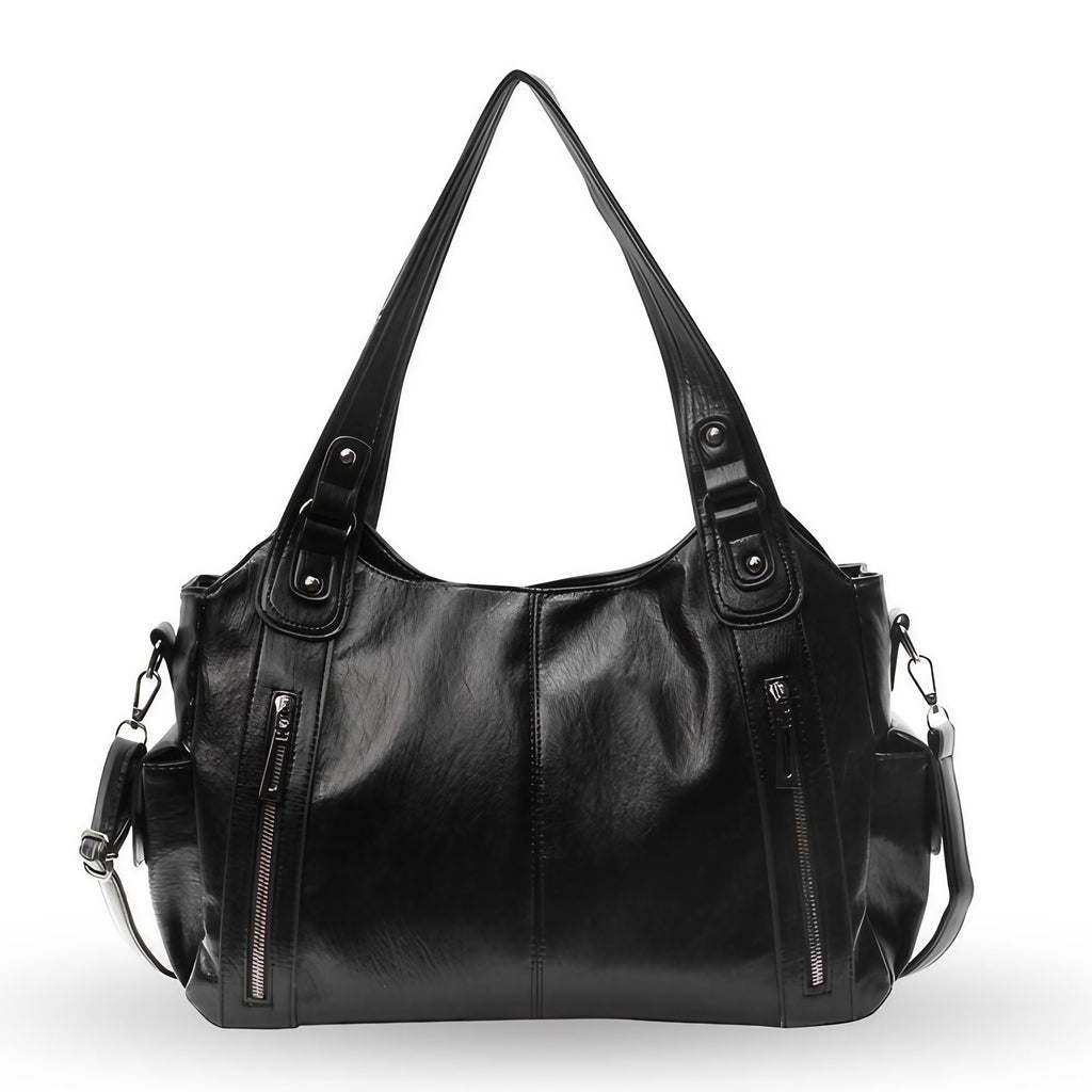 Grand sac à main femme format A4, bandoulière amovible, noir