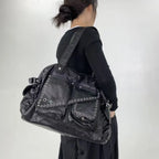 Sac à main femme multipoches en similicuir, bandoulière amovible