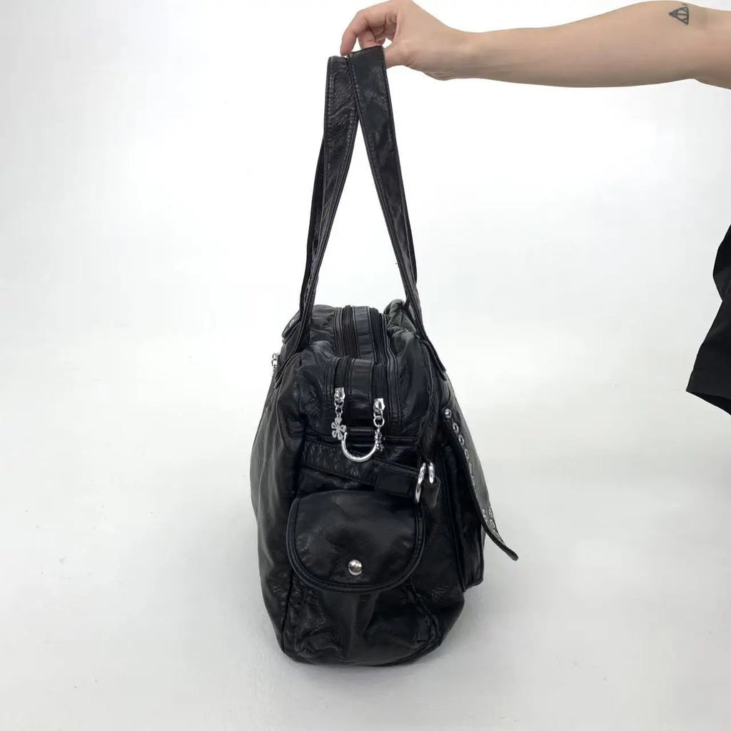 Sac à main femme multipoches en similicuir, bandoulière amovible