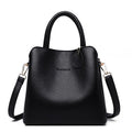 Sac à main femme noir à trois compartiments, 24 x 21 x 12 cm, noir