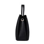 Sac à main femme noir à trois compartiments, 24 x 21 x 12 cm