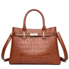 Sac à main femme effet croco en similicuir, bandoulière amovible, marron