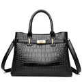 Sac à main femme effet croco en similicuir, bandoulière amovible, noir