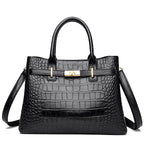 Sac à main femme effet croco en similicuir, bandoulière amovible, noir