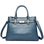 Sac à main femme effet croco en similicuir, bandoulière amovible, bleu