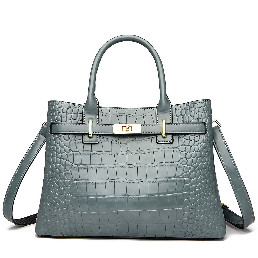 Sac à main femme effet croco en similicuir, bandoulière amovible, vert