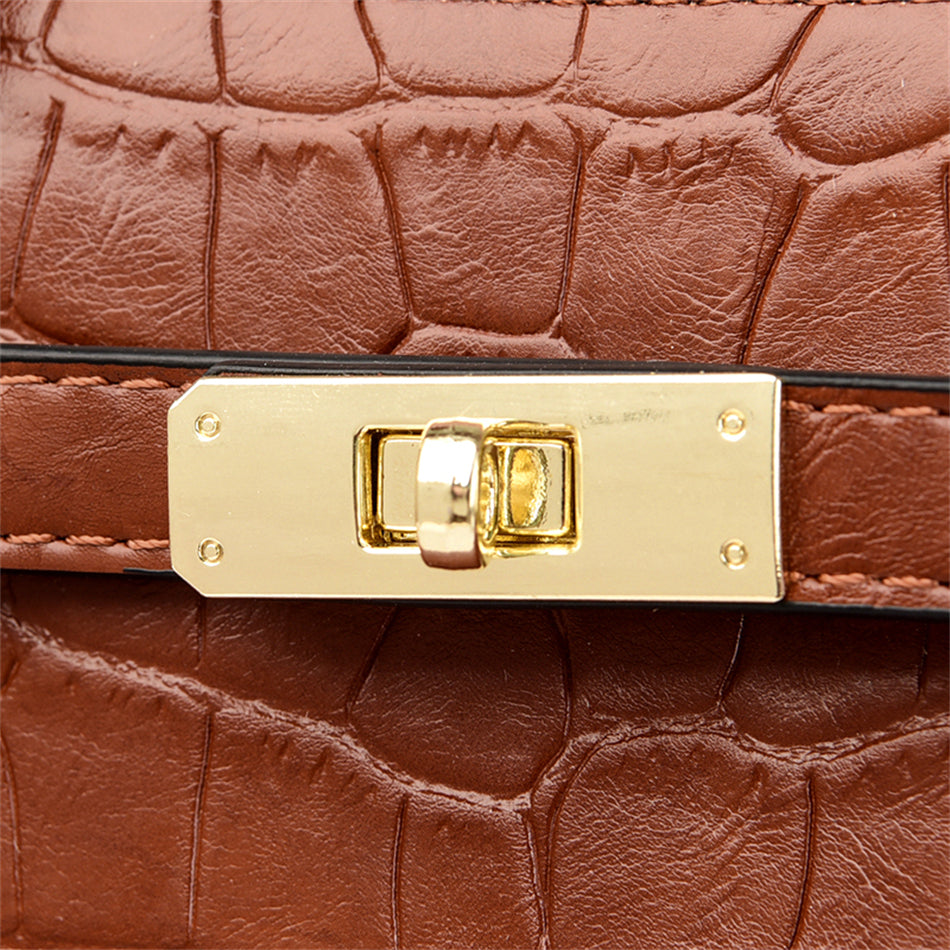 Sac à main femme effet croco en similicuir, bandoulière amovible