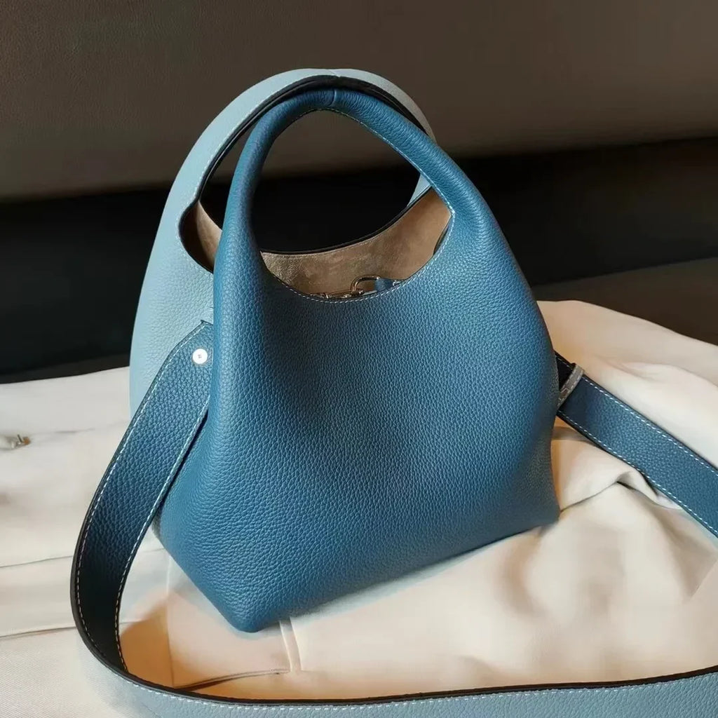 Sac à main femme bicolore ou uni, pochette intérieure amovible, bleu bicolore
