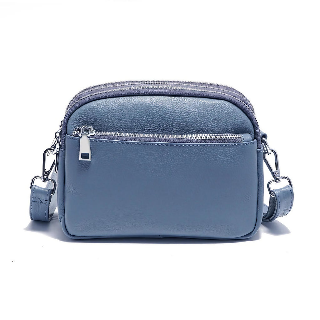 Sac à main femme en cuir forme enveloppe, six coloris, bleu