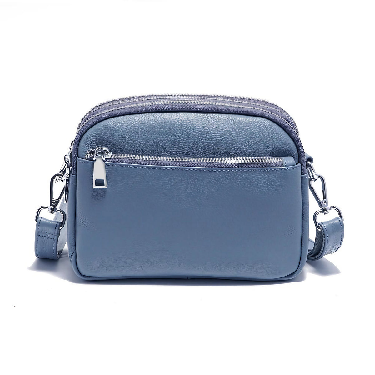 Sac à main femme en cuir forme enveloppe, six coloris, bleu
