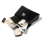 Sac à main femme en cuir noir, intérieur à compartiments