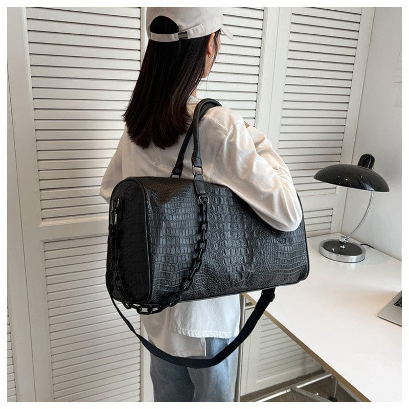 Sac de voyage femme effet crocodile en similicuir, cinq coloris