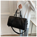 Sac de voyage femme effet crocodile en similicuir, cinq coloris, noir