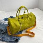 Sac de voyage femme effet crocodile en similicuir, cinq coloris, vert olive