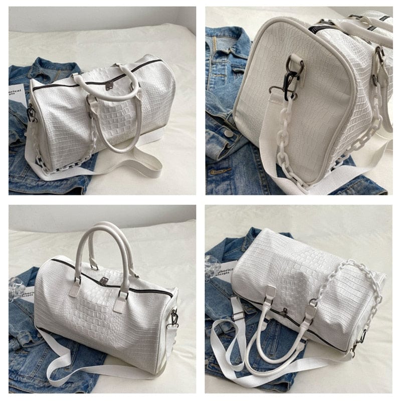 Sac de voyage femme effet crocodile en similicuir, cinq coloris