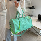Sac de voyage femme effet crocodile en similicuir, cinq coloris, bleu eau