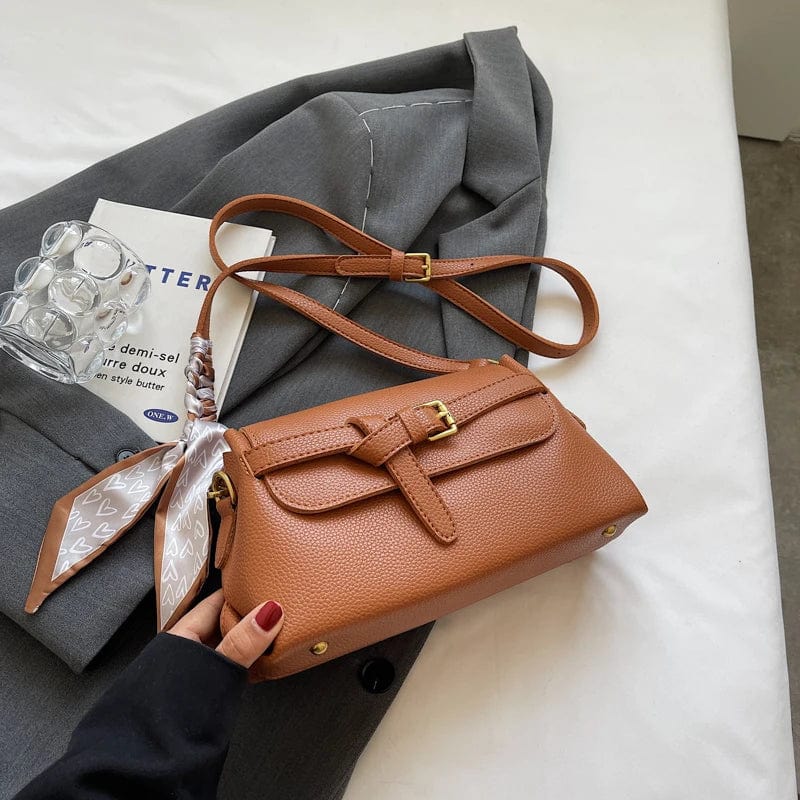 Sac à main femme en similicuir, format 26 cm, quatre coloris, marron