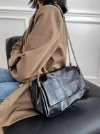 Sac à main femme noir en similicuir, 26 x 19 cm