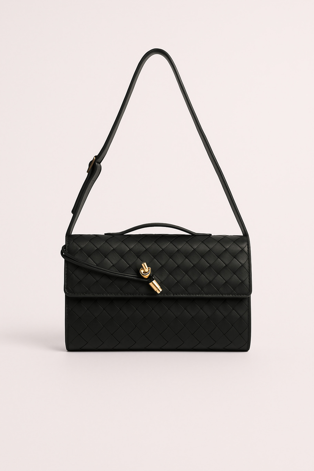 Petit sac en cuir tressé femme, bandoulière réglable