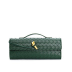 Petit sac en cuir tressé femme, bandoulière réglable, vert foncé