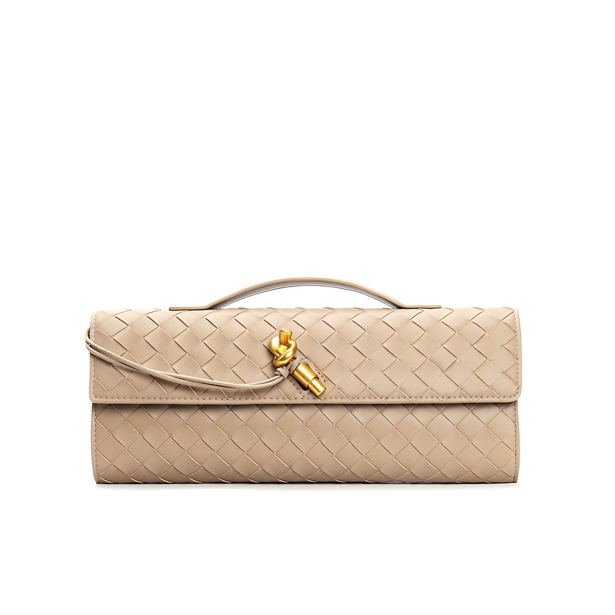 Petit sac en cuir tressé femme, bandoulière réglable, kaki