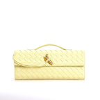 Petit sac en cuir tressé femme, bandoulière réglable, jaune