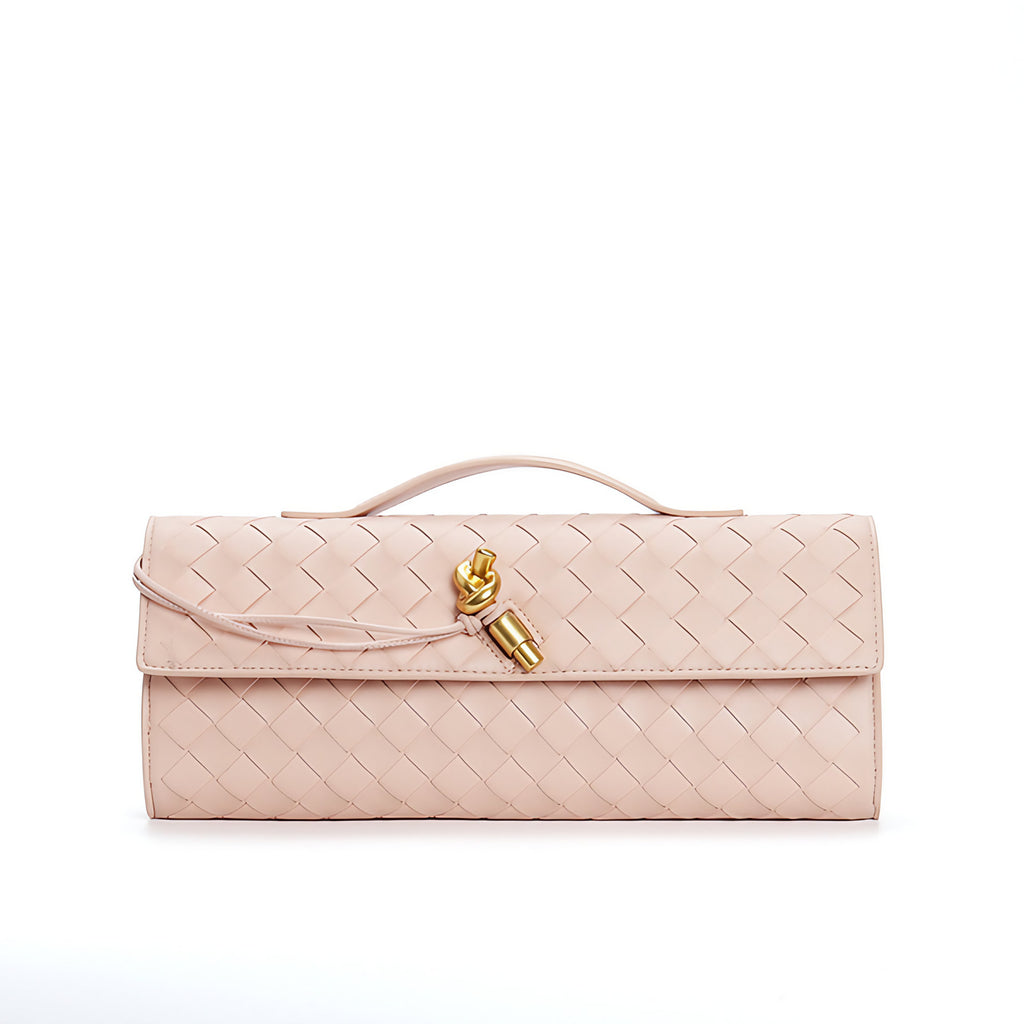 Petit sac en cuir tressé femme, bandoulière réglable, rose