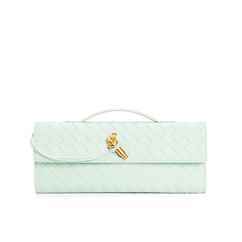 Petit sac en cuir tressé femme, bandoulière réglable, vert pâle