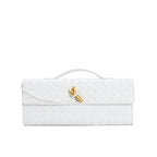 Petit sac en cuir tressé femme, bandoulière réglable, blanc