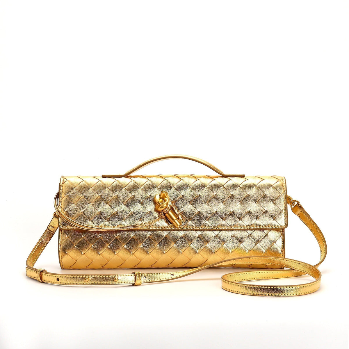 Petit sac en cuir tressé femme, bandoulière réglable