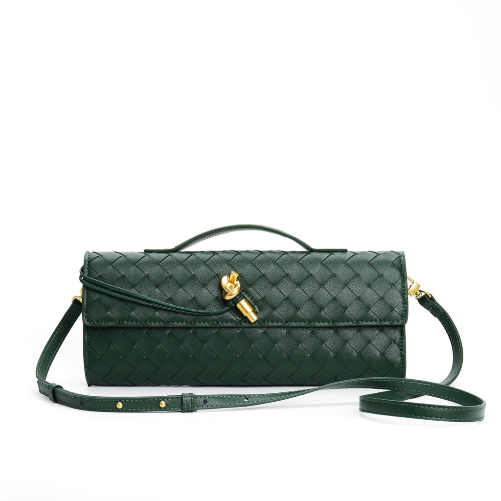 Petit sac en cuir tressé femme, bandoulière réglable