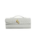 Petit sac en cuir tressé femme, bandoulière réglable, gris