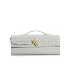 Petit sac en cuir tressé femme, bandoulière réglable, gris
