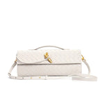Petit sac en cuir tressé femme, bandoulière réglable, beige