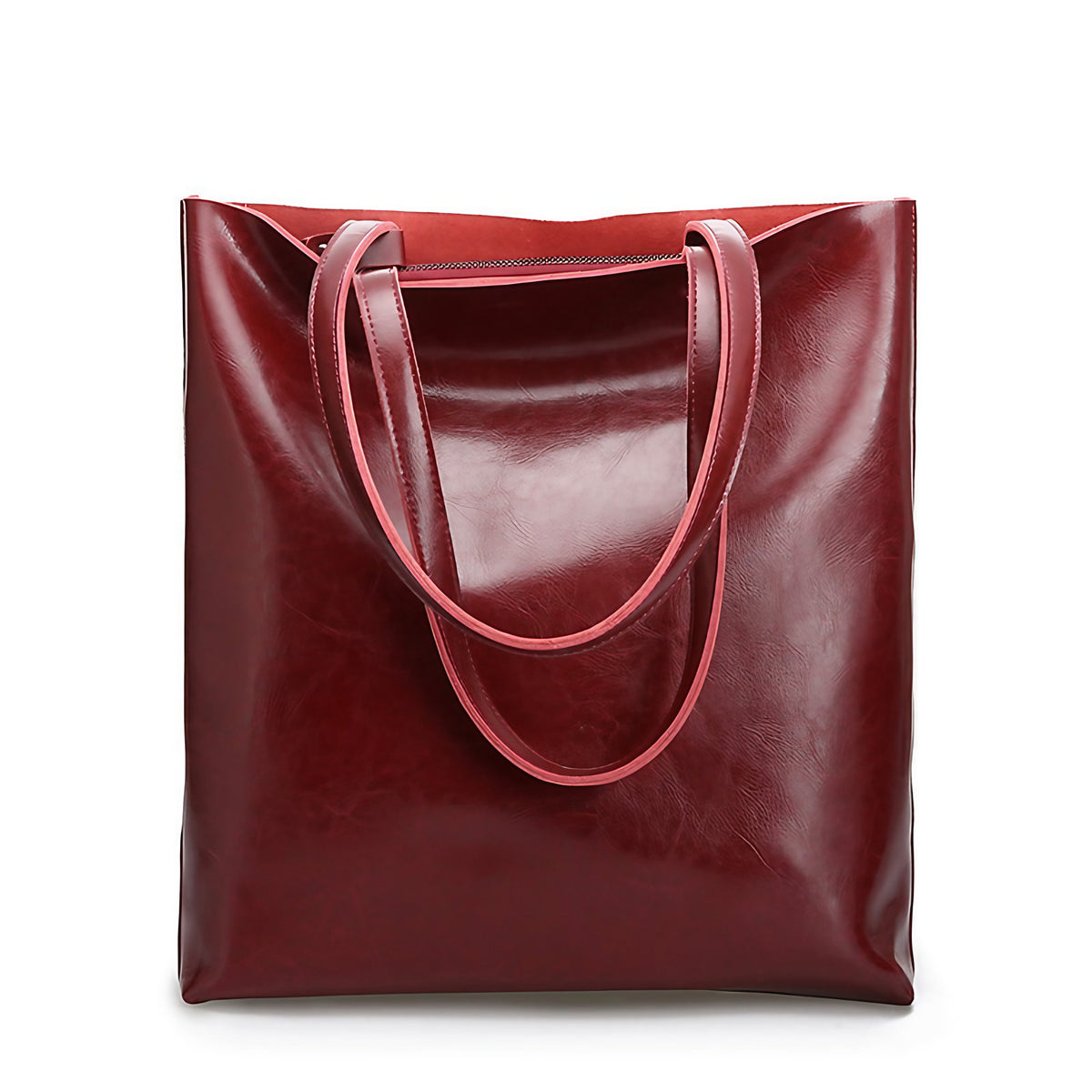 Sac à main femme en cuir de vachette zippé, six coloris, rouge
