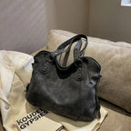 Sac à main femme aspect daim, bandoulière amovible, 34 x 28 cm, noir