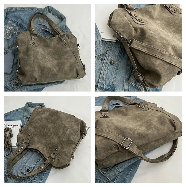 Sac à main femme aspect daim, bandoulière amovible, 34 x 28 cm