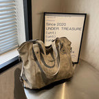 Sac à main femme aspect daim, bandoulière amovible, 34 x 28 cm, gris beige