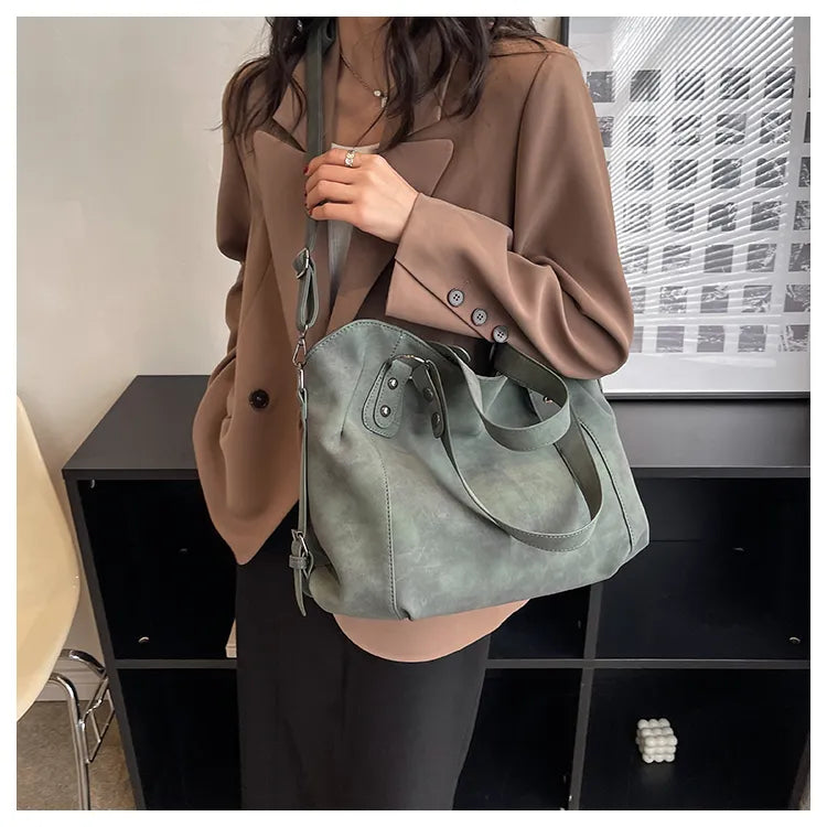 Sac à main femme aspect daim, bandoulière amovible, 34 x 28 cm