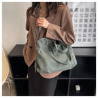 Sac à main femme aspect daim, bandoulière amovible, 34 x 28 cm