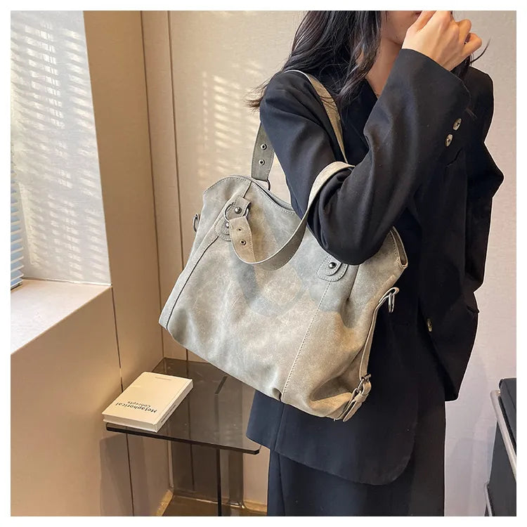 Sac à main femme aspect daim, bandoulière amovible, 34 x 28 cm
