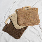 Grand sac à main femme d'été à anses carrées, 42 x 35 cm